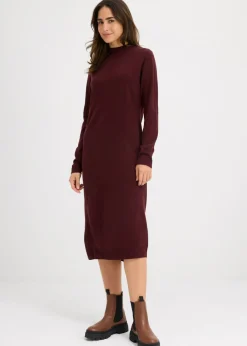 bonprix bonprix Vestido de punto fino con cuello alto Verde intenso Discount
