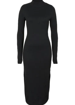 bonprix bonprix Vestido de punto fino con cuello alto Negro Hot