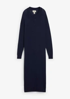 bonprix bonprix Vestido de punto fino de mezcla de viscosa Azul marino Hot