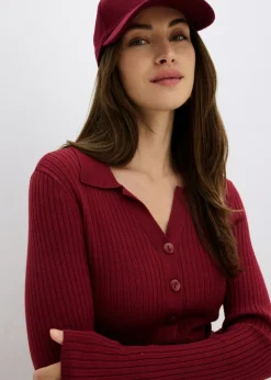 bonprix bonprix Vestido de punto fino de mezcla de viscosa suave Rojo Sale