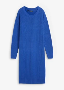 bonprix bonprix Vestido de punto holgado de canalé Azul zafiro Sale