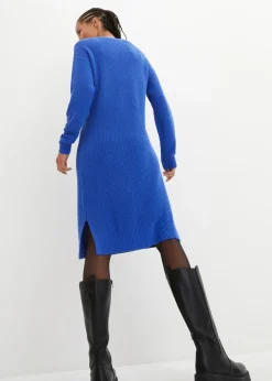 bonprix bonprix Vestido de punto holgado de canalé Azul zafiro Sale