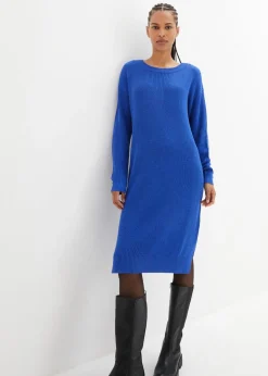 bonprix bonprix Vestido de punto holgado de canalé Azul zafiro Sale