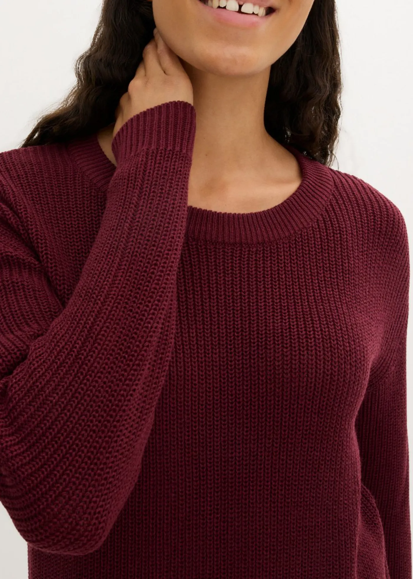 bonprix bonprix Vestido de punto holgado de canalé mora oscuro Outlet