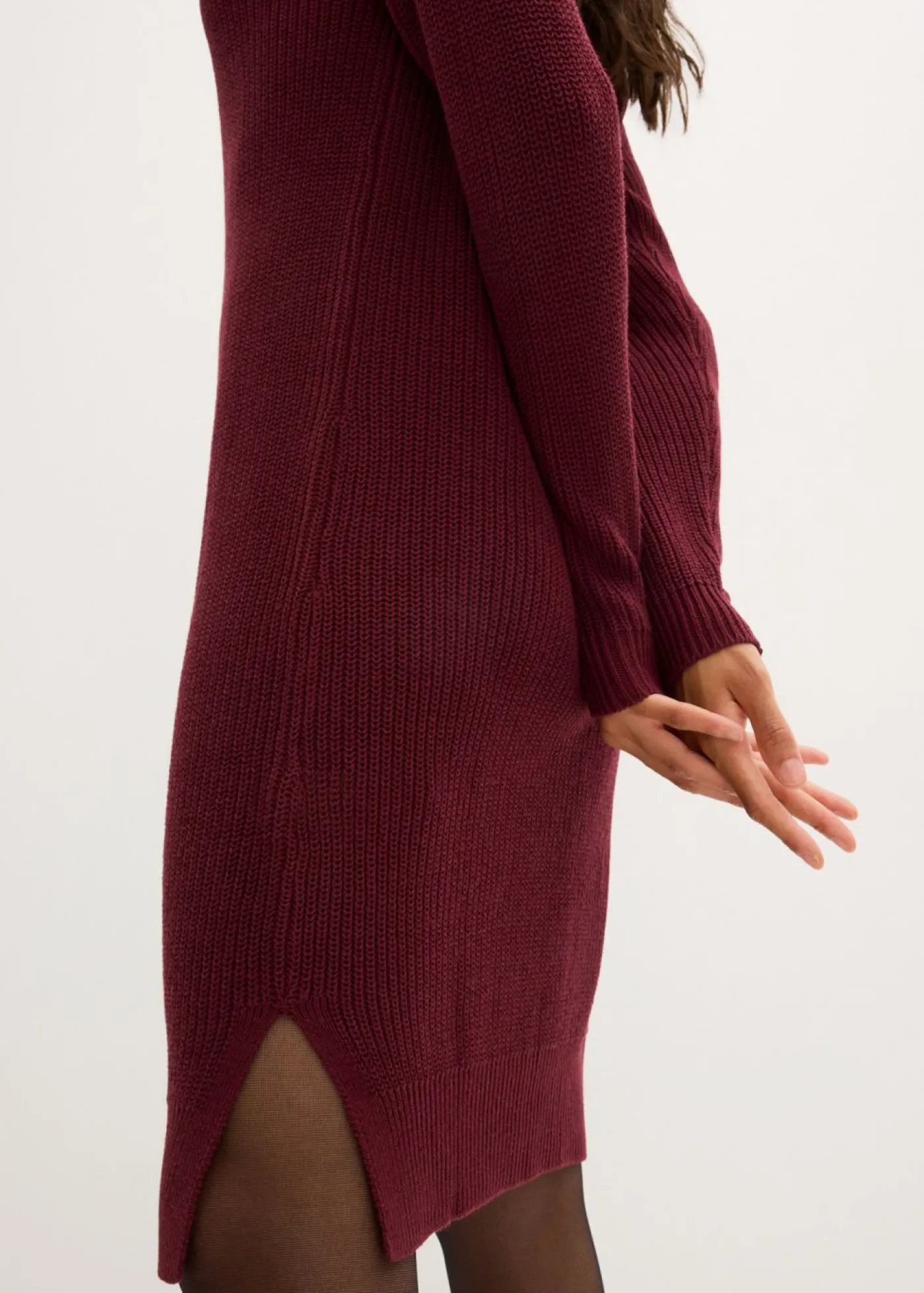 bonprix bonprix Vestido de punto holgado de canalé mora oscuro Outlet