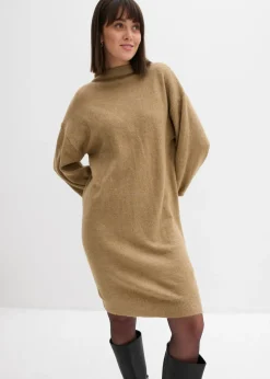 bonprix bonprix Vestido de punto jaspeado Caqui claro Online