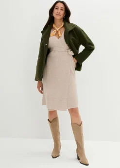 bonprix bonprix Vestido de punto suave para el embarazo y la lactancia con mangas 3/4 Beige jaspeado Clearance