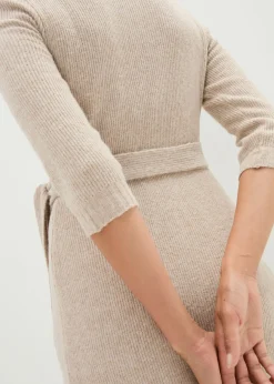 bonprix bonprix Vestido de punto suave para el embarazo y la lactancia con mangas 3/4 Beige jaspeado Clearance
