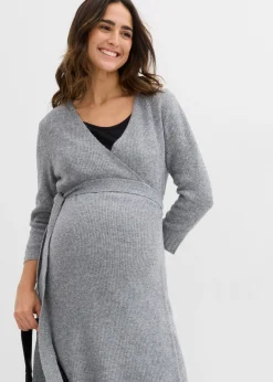 bonprix bonprix Vestido de punto suave para el embarazo y la lactancia con mangas 3/4 Marrón jaspeado Clearance