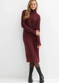 bonprix bonprix Vestido de punto trenzado mora oscuro Clearance