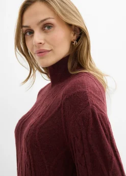 bonprix bonprix Vestido de punto trenzado mora oscuro Clearance