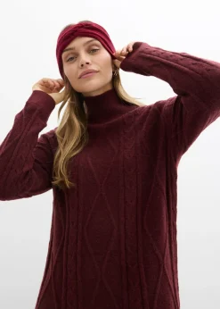 bonprix bonprix Vestido de punto trenzado mora oscuro Clearance