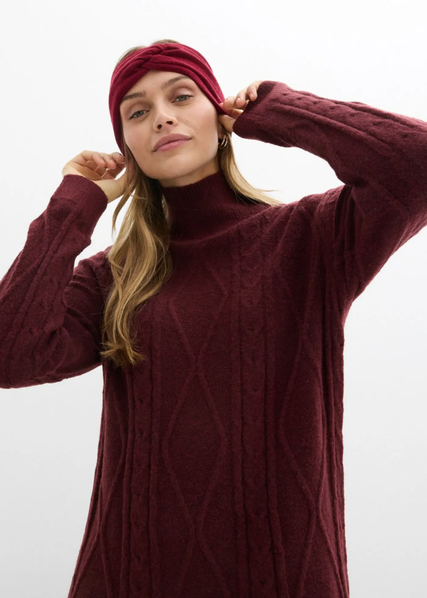 bonprix bonprix Vestido de punto trenzado mora oscuro Clearance