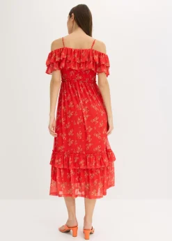bonprix bonprix Vestido de punto y malla fresa Discount