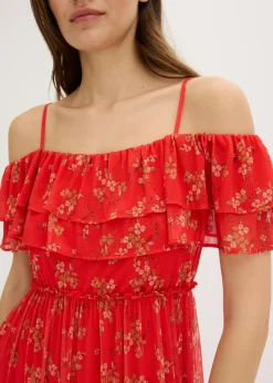 bonprix bonprix Vestido de punto y malla fresa Discount