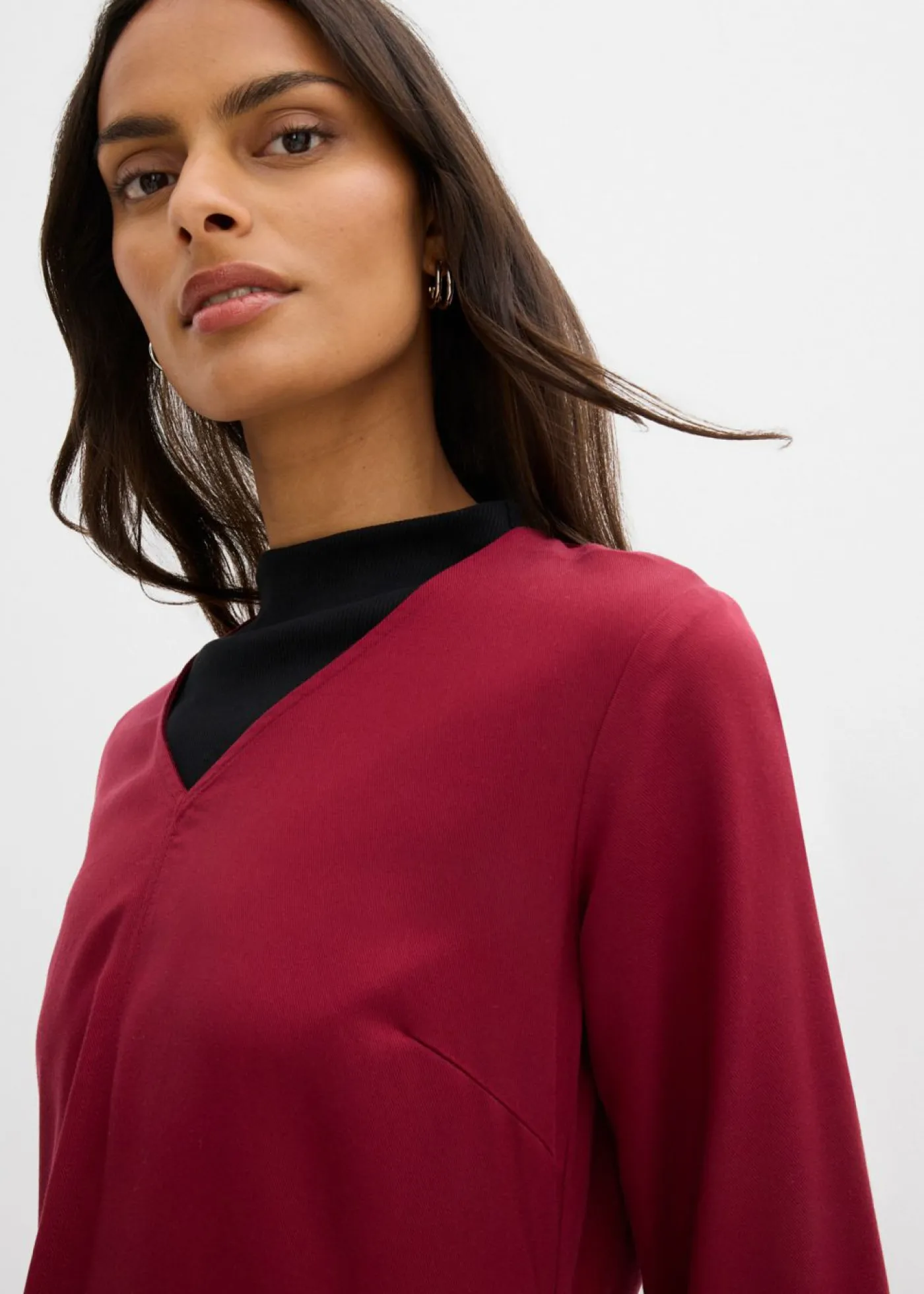 bonprix bonprix Vestido de sarga de lyocell fluido Rojo Sale