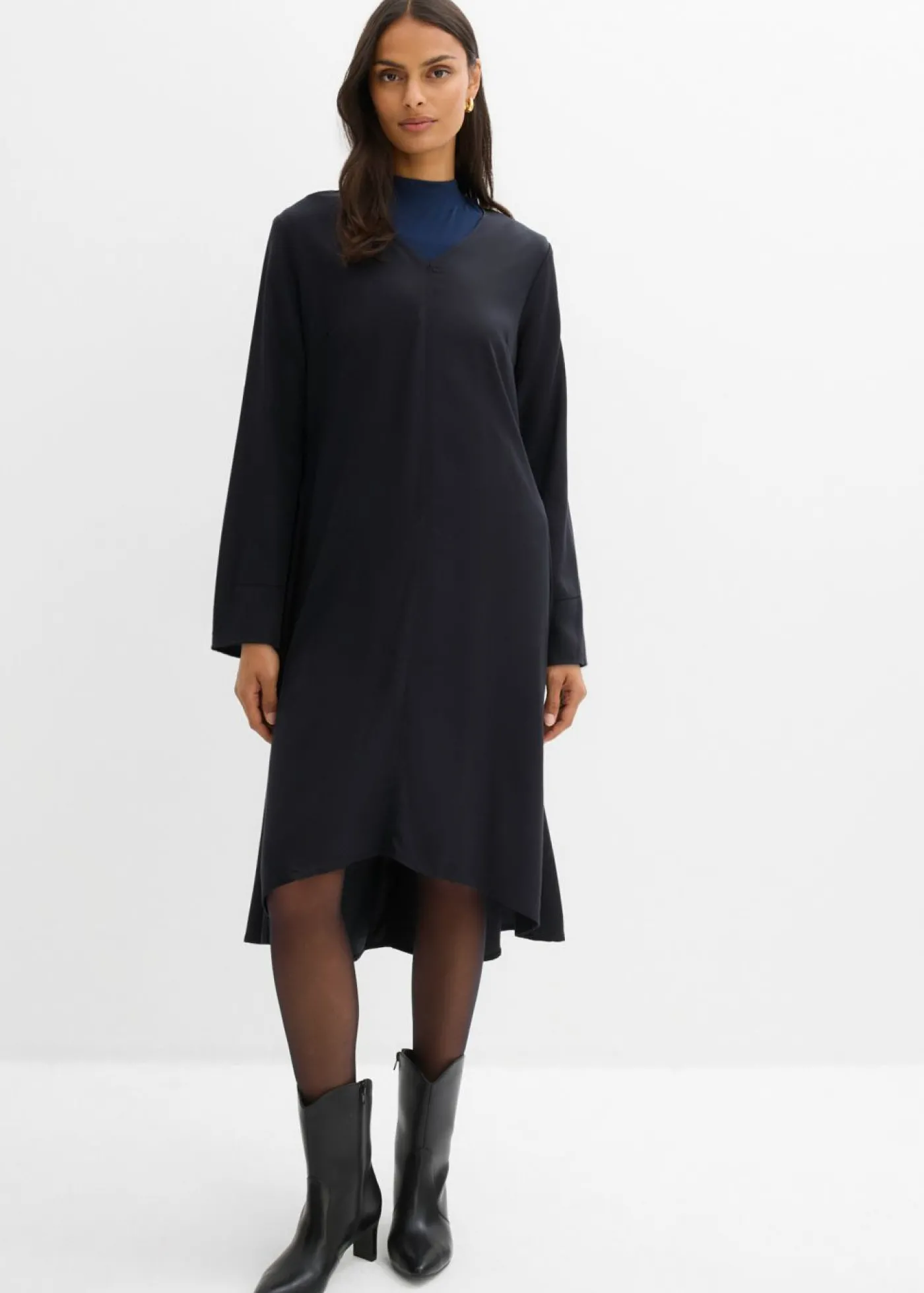 bonprix bonprix Vestido de sarga de lyocell fluido Negro Discount