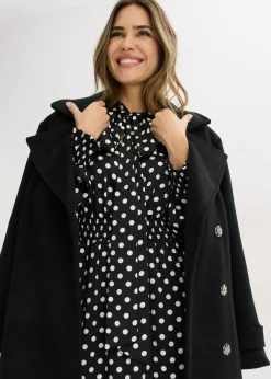 bonprix bonprix Vestido de satén fluido con lazo en el cuello negro-blanco lana topos Best
