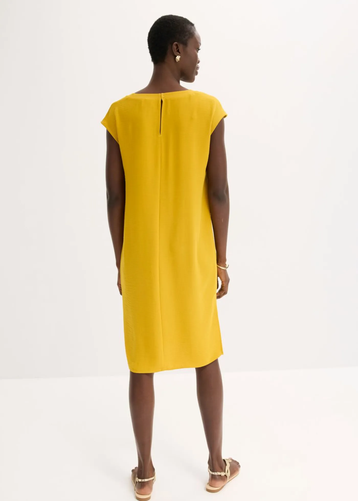 bonprix bonprix Vestido de tejido estructurado Oro ocre Sale