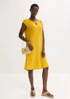 bonprix bonprix Vestido de tejido estructurado Oro ocre Sale