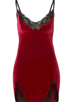 bonprix VENUS Vestido de terciopelo Rojo-negro Best