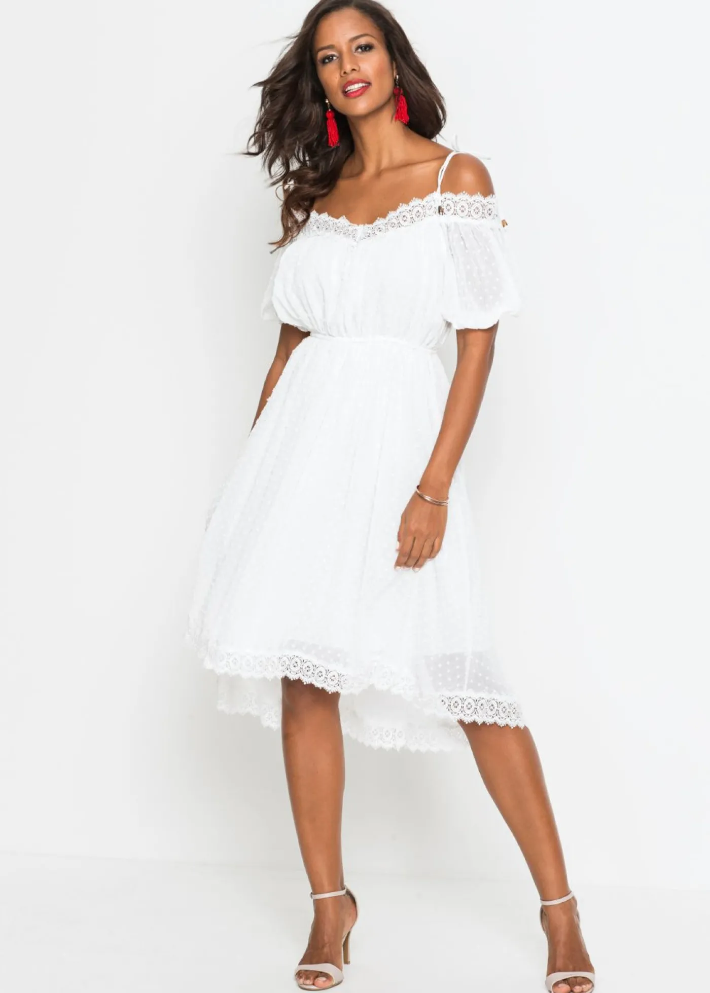 bonprix bonprix Vestido de tirantes Blanco Discount