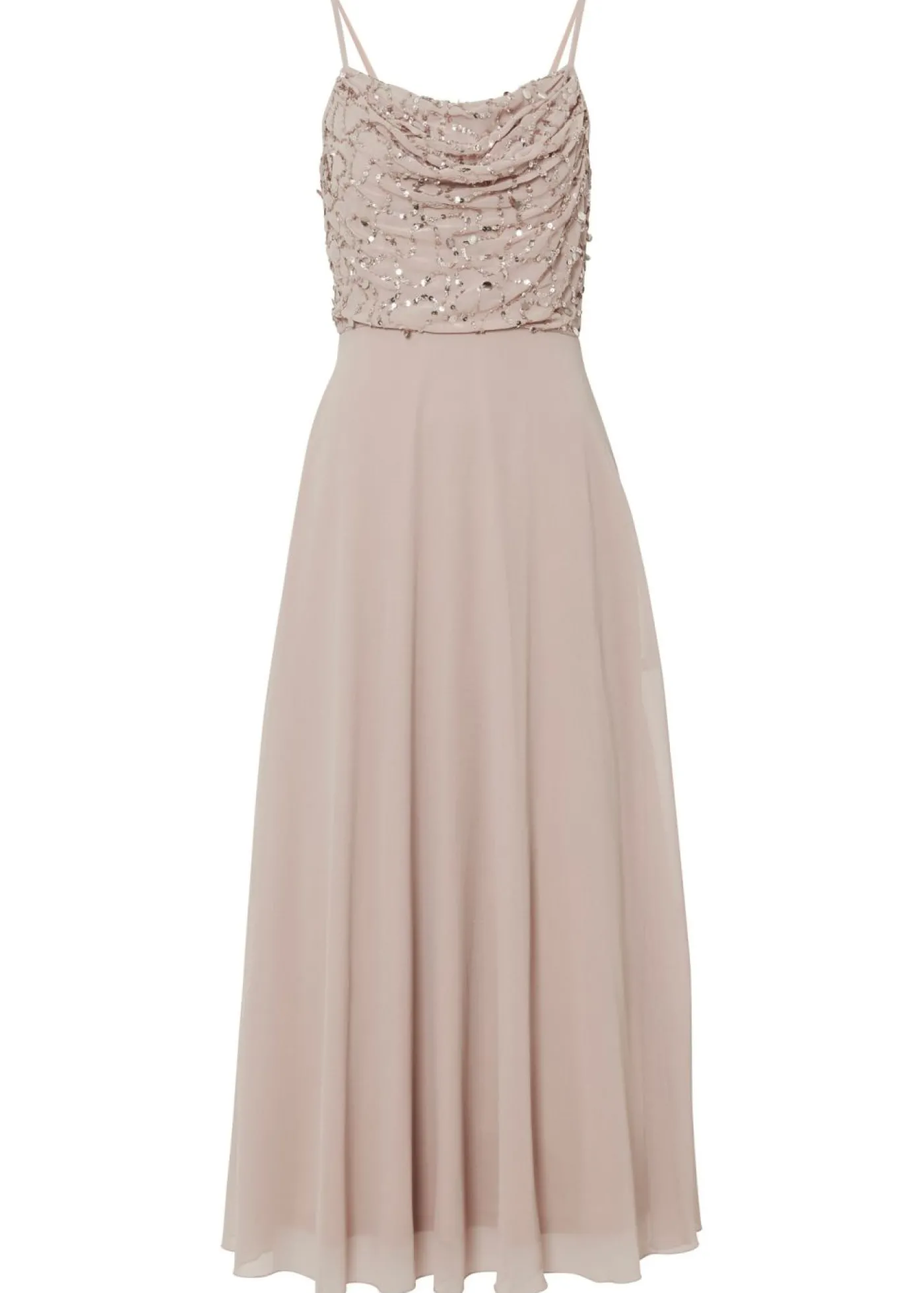 bonprix bonprix Vestido de tirantes con lentejuelas bordadas Rosa claro