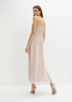bonprix bonprix Vestido de tirantes con lentejuelas bordadas Rosa claro