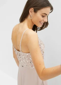 bonprix bonprix Vestido de tirantes con lentejuelas bordadas Rosa claro