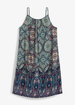 bonprix bonprix Vestido de tirantes de viscosa fluida Azul oscuro estampado New