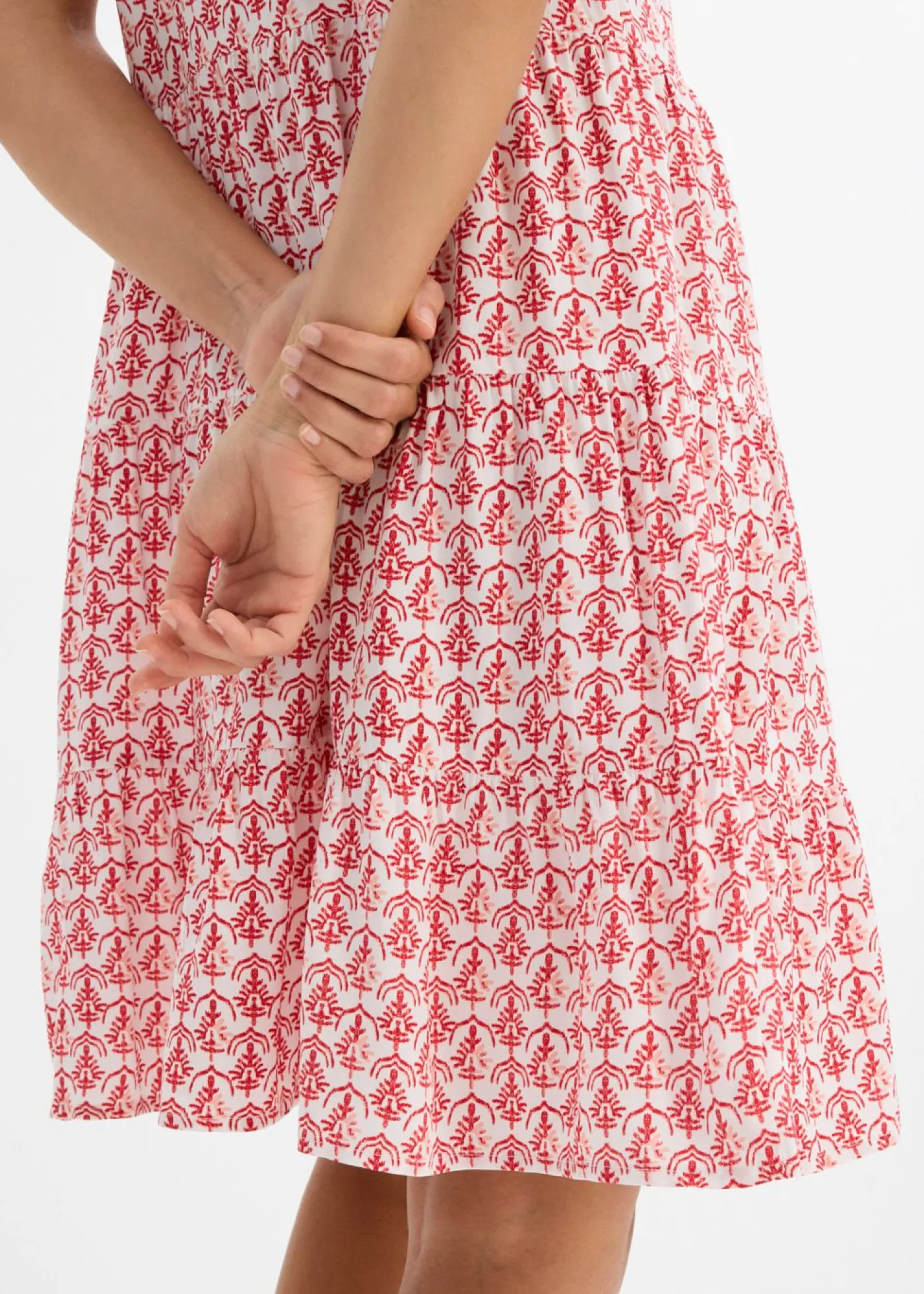 bonprix bonprix Vestido de tirantes de viscosa fluida Blanco-rojo Online