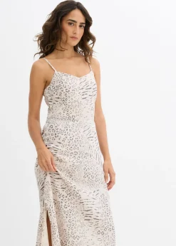 bonprix bonprix Vestido de tirantes de viscosa fluida estampado leo arena Sale