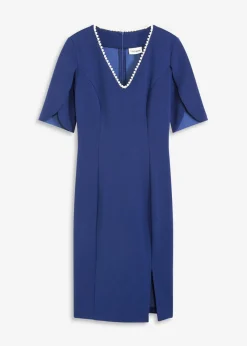 bonprix bonprix Vestido de tubo con aplicación de perlas Azul oxford New