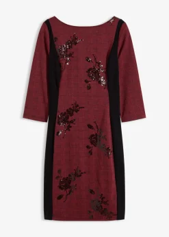 bonprix bpc selection premium Vestido de tubo con bordado de lentejuelas Rojo oscuro-negro de cuadros Outlet