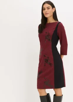 bonprix bpc selection premium Vestido de tubo con bordado de lentejuelas Rojo oscuro-negro de cuadros Outlet