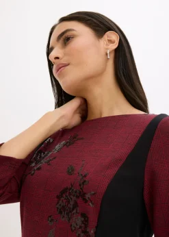 bonprix bpc selection premium Vestido de tubo con bordado de lentejuelas Rojo oscuro-negro de cuadros Outlet