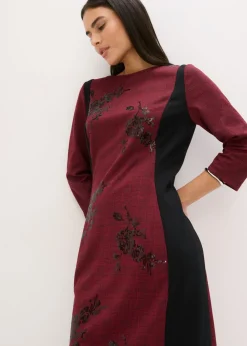 bonprix bpc selection premium Vestido de tubo con bordado de lentejuelas Rojo oscuro-negro de cuadros Outlet