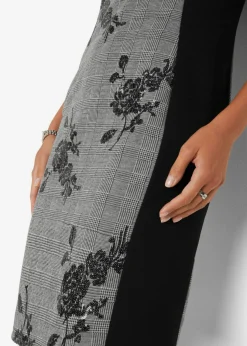 bonprix bpc selection premium Vestido de tubo con bordado de lentejuelas negro a cuadros New