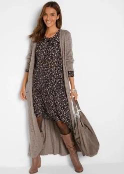 bonprix bonprix Vestido de viscosa fluida Negro con flores Sale