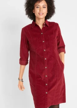bonprix bonprix Vestido elástico de pana rojo castaño