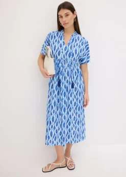 bonprix bonprix Vestido estampado con corte de túnica Azul Sale