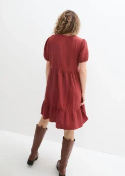bonprix bonprix Vestido holgado de muselina de algodón Marrón almendra Best