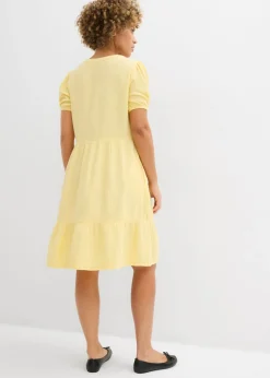bonprix bonprix Vestido holgado de muselina de algodón Caqui claro Discount