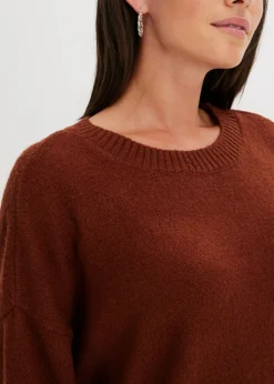 bonprix bonprix Vestido holgado de punto Marrón caoba Sale