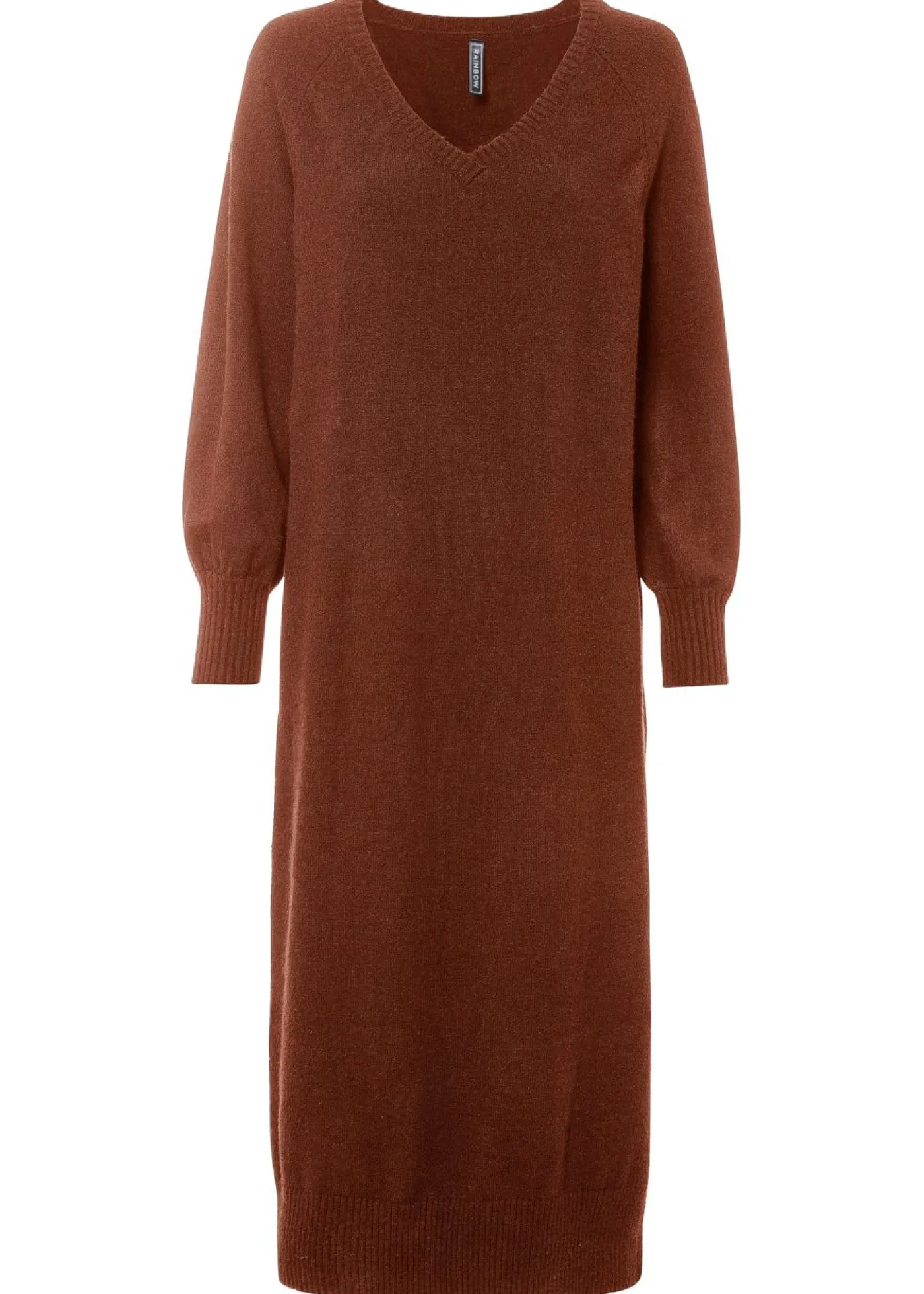 bonprix bonprix Vestido holgado de punto con largo midi Marrón caoba jaspeado Sale