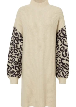 bonprix bonprix Vestido holgado de punto con estampado de leopardo Arena jaspeado-negro con estampado de leopardo Best