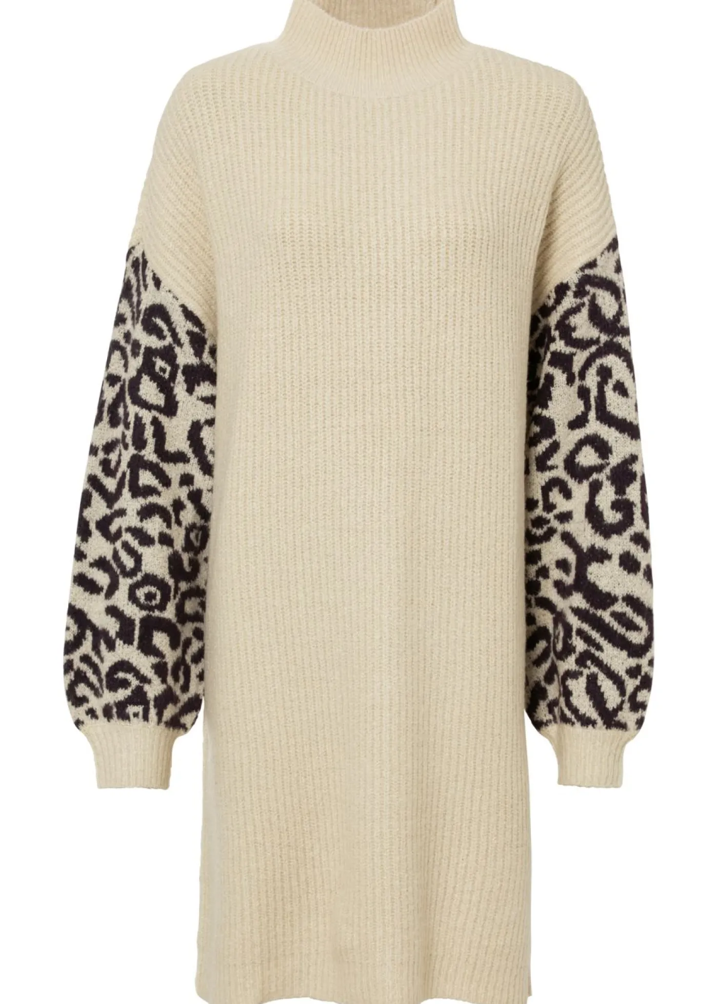 bonprix bonprix Vestido holgado de punto con estampado de leopardo Arena jaspeado-negro con estampado de leopardo Best