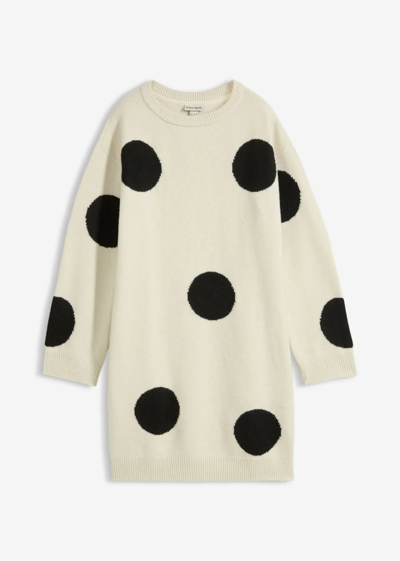 bonprix bonprix Vestido holgado de punto con lunares Crudo/negro de lunares Best