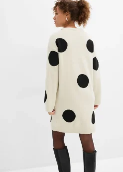 bonprix bonprix Vestido holgado de punto con lunares Crudo/negro de lunares Best