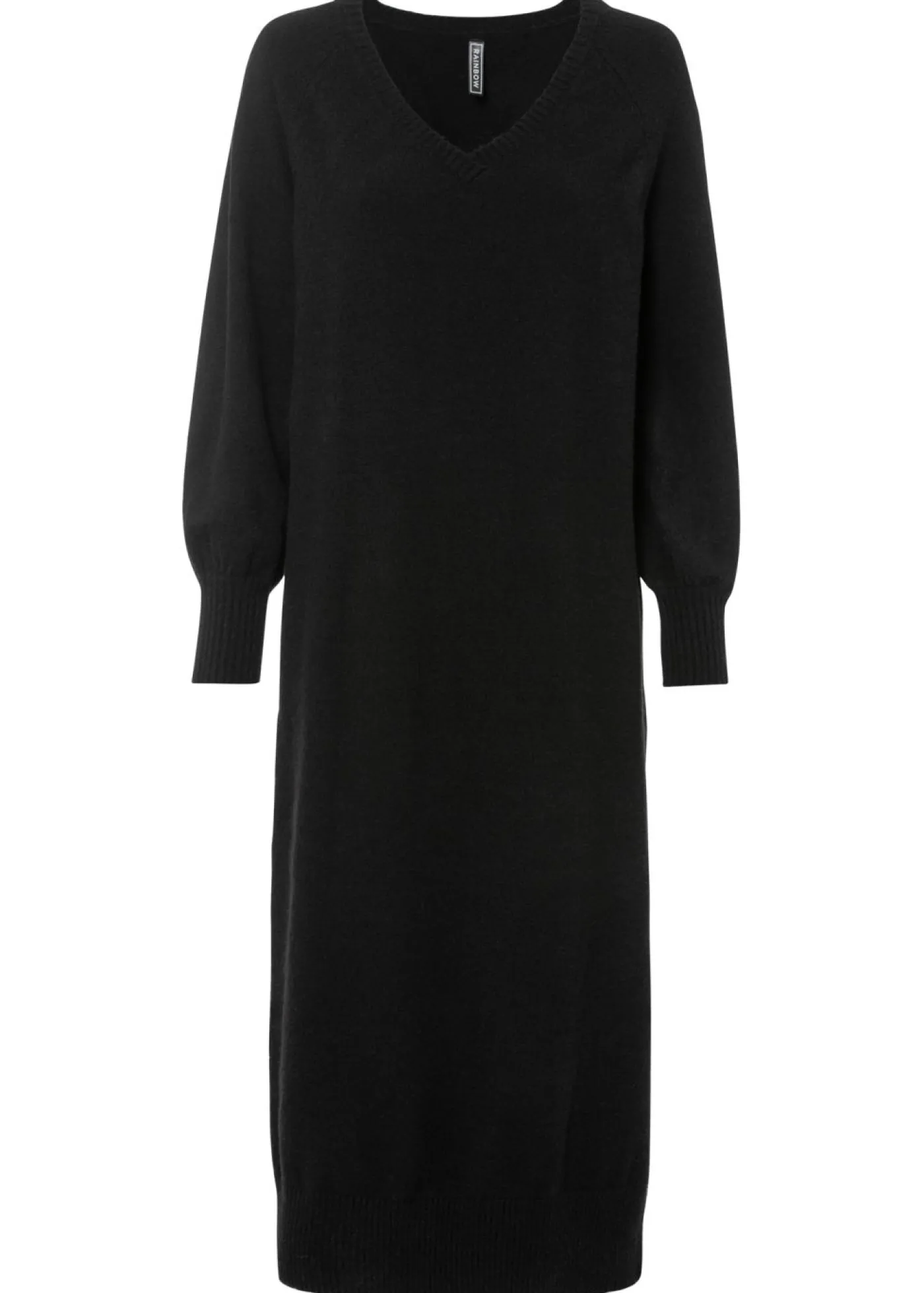 bonprix bonprix Vestido holgado de punto con largo midi Negro Online